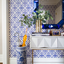 Master bath wallpaper