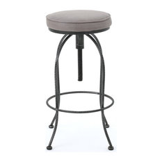 GDFStudio - Banksy Industrial Design Metal Barstool With Height Adjustable Cushion Seat - Bar Stools and Counter Stools