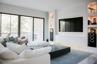 Transitional family room photo in Houston