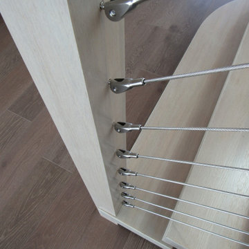 Steel Mono Stringer & Butcher Block Treads w/ Cable Rail