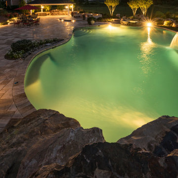 Custom Natural Swimming Pool- Boulders & Waterfalls