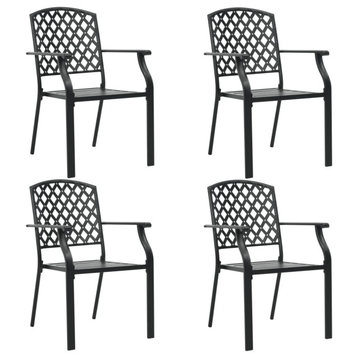 vidaXL Patio Chairs 4 Pcs Outdoor Conversation Set Mesh Design Steel Black