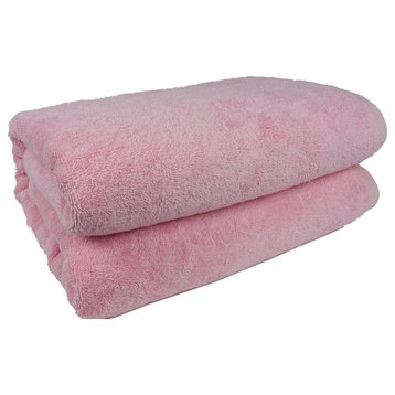 Classic Turkish Towel Jumbo Turkish Cotton Bath Sheet, Pink