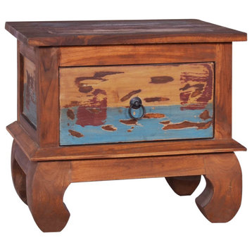 vidaXL Cabinet Bedside Cabinet Nightstand with 1 Drawer Reclaimed Teak Wood