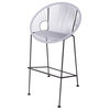 Puerto 31" Handmade Indoor/Outdoor Bar Height Stool With Black Frame, Clear Weave