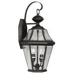 Livex Lighting - Livex Lighting 2261-04 Georgetown - Two Light Outdoor Wall Lantern - Our Georgetown collection will add regal eleganceGeorgetown Two Light Black Clear Beveled  *UL Approved: YES Energy Star Qualified: n/a ADA Certified: n/a  *Number of Lights: Lamp: 2-*Wattage:60w Candelabra bulb(s) *Bulb Included:No *Bulb Type:Candelabra *Finish Type:Black