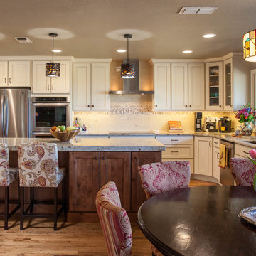 Transitional Two Tone Kitchen - Alder and Glazed Painted Cabinets
