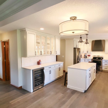 Kitchen Remodel with Ivory Cabinets , Drop Zone, and Hutch Area