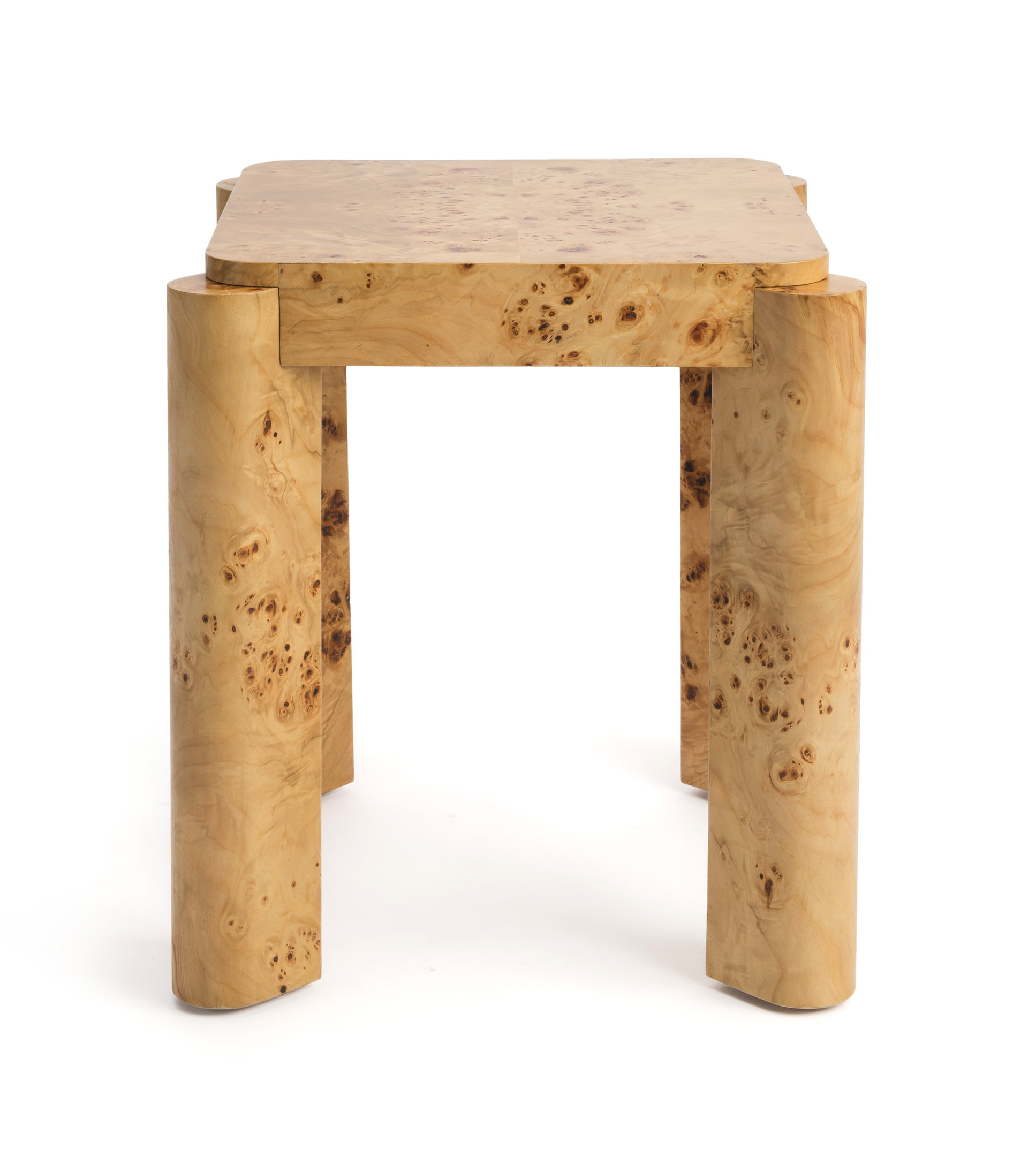 Studio London Chorus Modern Wooden Side Table Nightstand with Clear Maple Burl