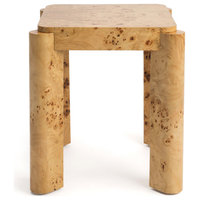 Studio London Chorus Modern Wooden Side Table Nightstand with Clear Maple Burl