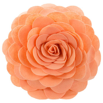 Eva's Flower Garden Decorative Throw Pillow, 13" Round, Peach
