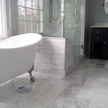 White Carrera Tile- Bath Remodel