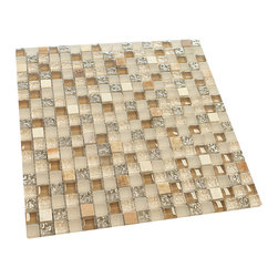 Cream with Cream Marble Square Glass Mosaic Tile - Home Accessories & Decor