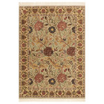 Bareens Designer Rugs - Kamal Pak Persian Justina Taupe/Gold Wool Rug - 4'0'' x 6'0'' - Designed with mesmerizing intricacy and gorgeous color palette, this hand-knotted masterpiece demonstrates the beauty and electrifying thrill of Pak Persian art. These meticulously hand-knotted Pak-Persian rug is made with pure wool and features breathtaking traditional, transitional, and tribal designs in bold luxurious color pallets. Known for their intricate designs these rugs are a reproduction of Persian rugs, made in Pakistan with unique Mughal designs. Made by master weavers using the same Persian texture, design and dying technique, we wanted to produce the most significant manifestation of Persian art, life, and culture. This rug is most famous for its exceptional quality, incredible designs, patterns, and vibrant rich color. Pak-Persian rugs made with Persian weave with high knot counts, which enables the high intricacy and detail found in the patterns are also referred to as "State of art", each color adds a rich beautiful detail in the artwork of this rug. The design, color, and beautiful chromatic composition with a vibrant sheen with intricate designs, exude beauty, elegance, and quality make this rug a masterpiece of its own.