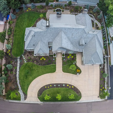 Traditional Landscape with Patio, Water Feature