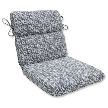 Out/Indoor Herringbone Rounded Corners Chair Cushion, Slate