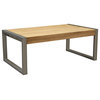 Industrial Modern Teak and Iron Coffee Table