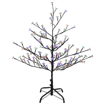 4' LED Lighted Cherry Blossom Flower Artificial Tree Multi-Color Lights