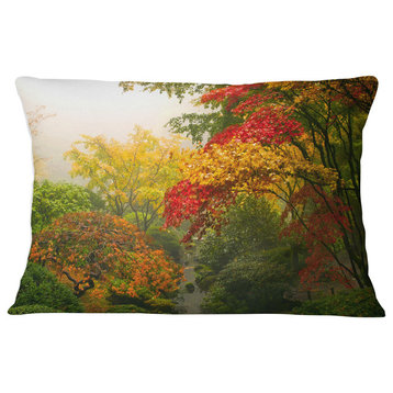 Colorful Maple Trees Floral Throw Pillow, 12"x20"