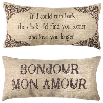 Bon Jour Mon Amour French Double Sided Romantic Pillow Wedding Gift Anniversary