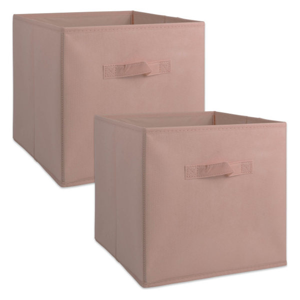 DII Nonwoven Polypropylene Cube Solid Millennial Pink Square, Set of 2