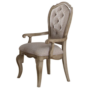 Chelmsford Arm Chair, Set of 2, Beige Fabric and Antique Taupe