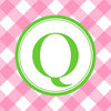 "Letter Q - Circle Plaid" Outdoor Pillow 16"x16"