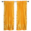 2 Lined Boho Yellow Sari Rod Pocket cafe Curtains Kitchen Drapes-43W x 24L