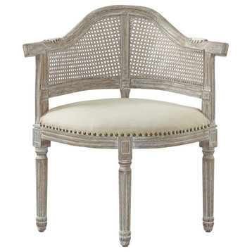 Rustic Manor Ayush Accent Chair, Linen, Cream White