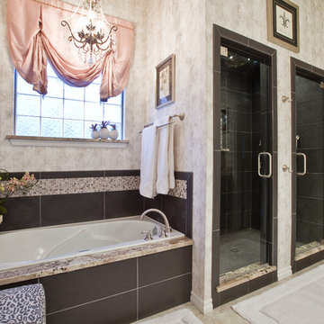 Textured tile in black and white bathroom