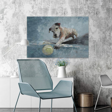 "Fetch That Ball" Painting Print on Wrapped Canvas