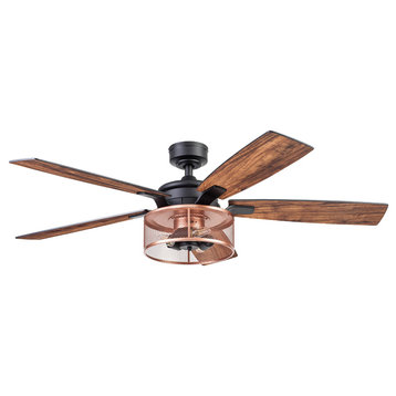 Honeywell Carnegie 52" Indoor Ceiling Fan, Remote Control, Matte Black/Copper