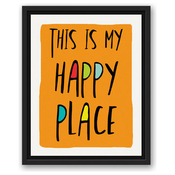 This is My Happy Place Orange 11x14 Black Floating Framed Canvas
