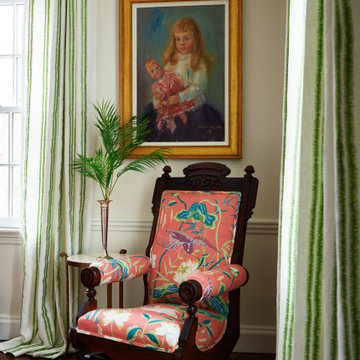 Quintessentially New England Living Room with Antiques, Original Paintings