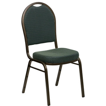 Dome Back Stacking Banquet Chair in Green Patterned Fabric