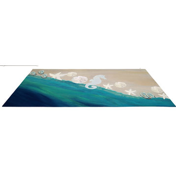 Chenille indoor area rugs size 96"w x 60" h, Coastal Shores