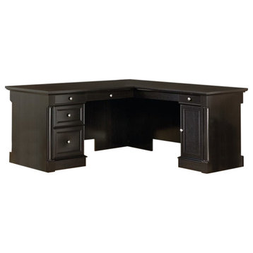 Pemberly Row L-Shaped Contemporary Engineered Wood Computer Desk in Wind Oak