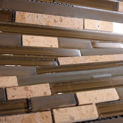 Glossy Light and Dark Brown with Cream Marble Random Brick Pattern Mosaic Tiles - Home Decor