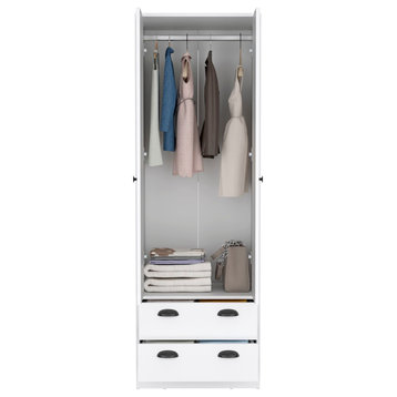 Denton Armoire with French Doors and 2 Drawers, White