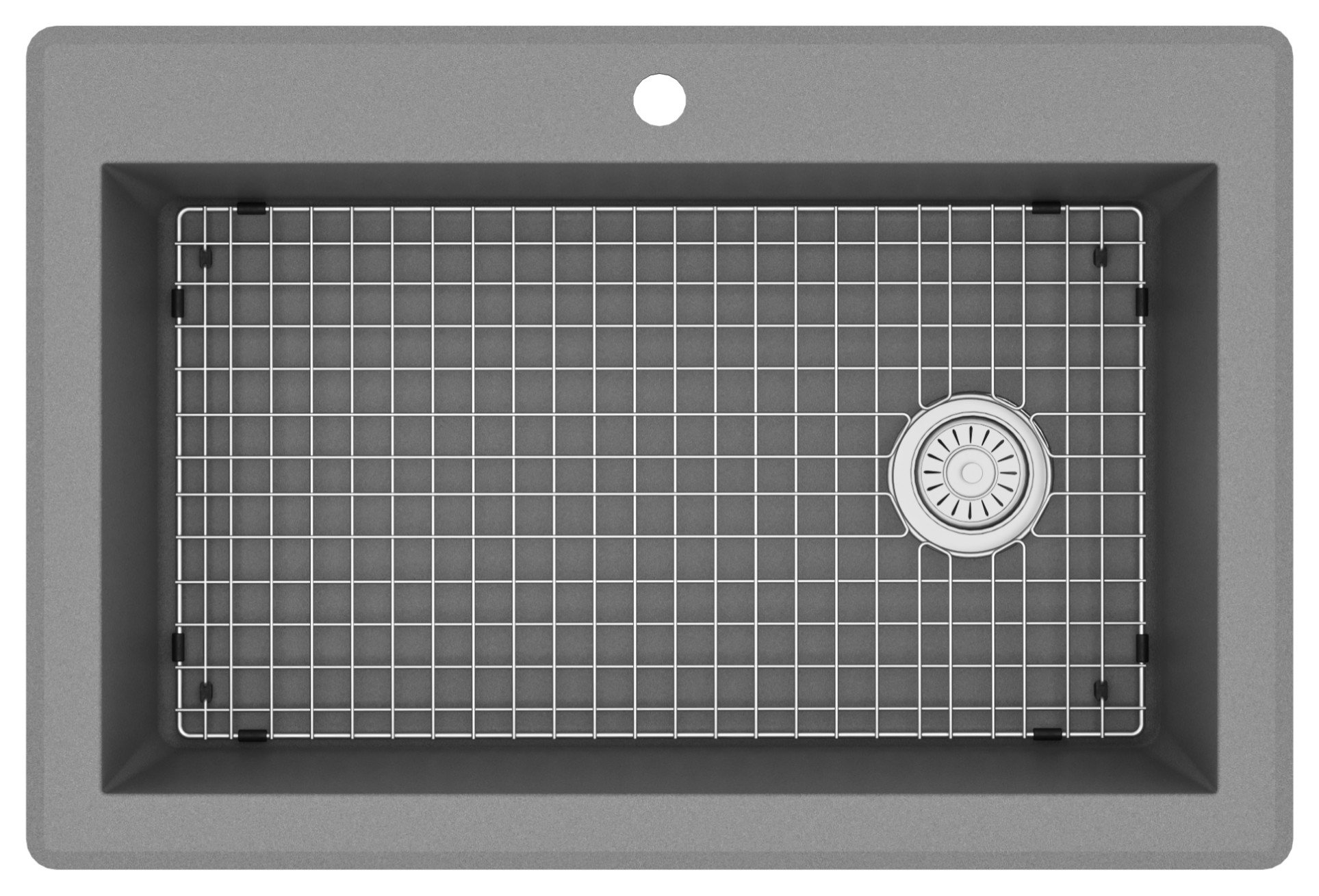 Karran Drop-In Quartz 33" 1-Hole Single Bowl Kitchen Sink Kit, Grey