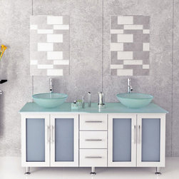Abaco 59 inch Double Vessel Sink Bathroom Vanity White Finish - Bathroom Vanities And Sink Consoles