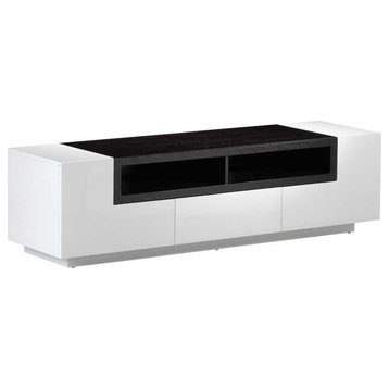J&M Furniture TV Stand 002, White High Gloss and Dark Oak