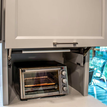 Custom Two Tone Gray Kosher Kitchen with Quartz Countertops