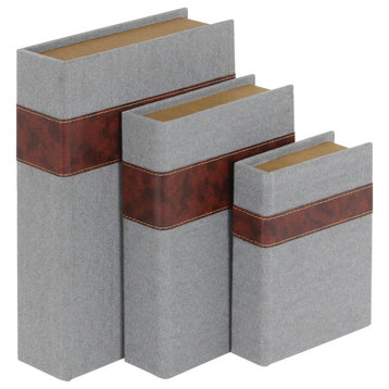 Traditional Gray Linen Fabric Box Set 560999