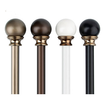 QYR37 1-1/8" Ivory Black Bronze Ball Finial Aluminum Alloy Single Double Curtain