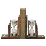 The Novogratz - Coastal Brown Aluminum Metal Bookends Set 18926 - Keep your books and magazine organize with this beautifully crafted and functional bookends. This pair of durable bookends can act as focal point pieces for the living room, the office, home libraries, and study area/desks. These decorative metal bookends can be used together or separately as eye-catching desk accessories and as reliable bookstands anywhere in the house. This item ships in 1 carton. Aluminum bookends make a great gift for any occasion. Suitable for indoor use only. This item ships fully assembled in one piece. Made in India. This brown colored aluminum non skid bookends comes as a set of 2. Coastal style.