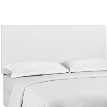 White Taylor King and California King Upholstered Linen Fabric Headboard