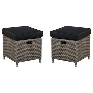 Monaco All-Weather Outdoor 17" Square Ottomans, Set of 2