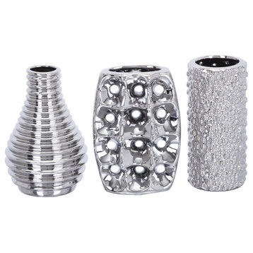 Modern Silver Ceramic Vase Set 69682