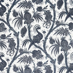 SCALAMANDRE - Balinese Peacock Linen Print, Indigo - LINEN / LINEN BLEND